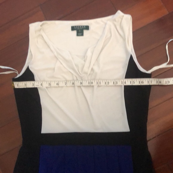 Lauren Ralph Lauren sleeveless color block shift dress white blue and black - Picture 10 of 11